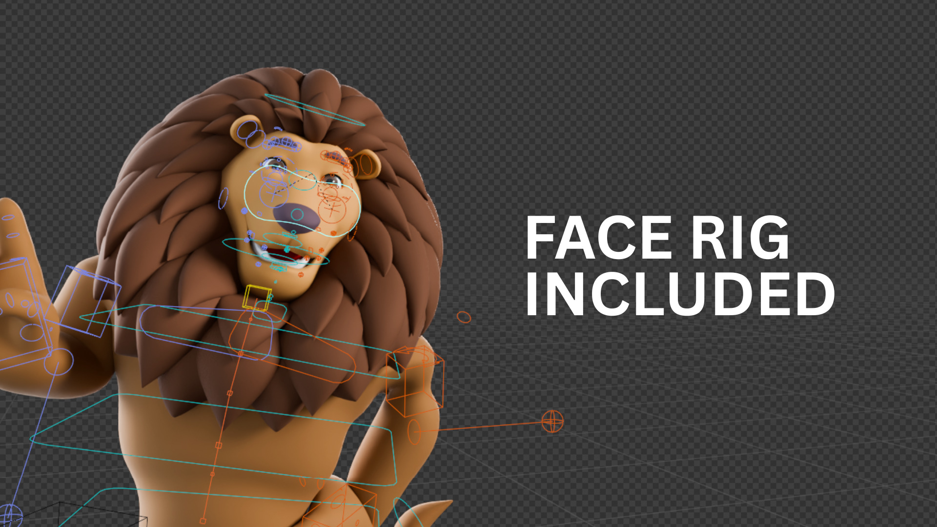 Cartoon Mascot Lion Rigged 3D model 3D model_6