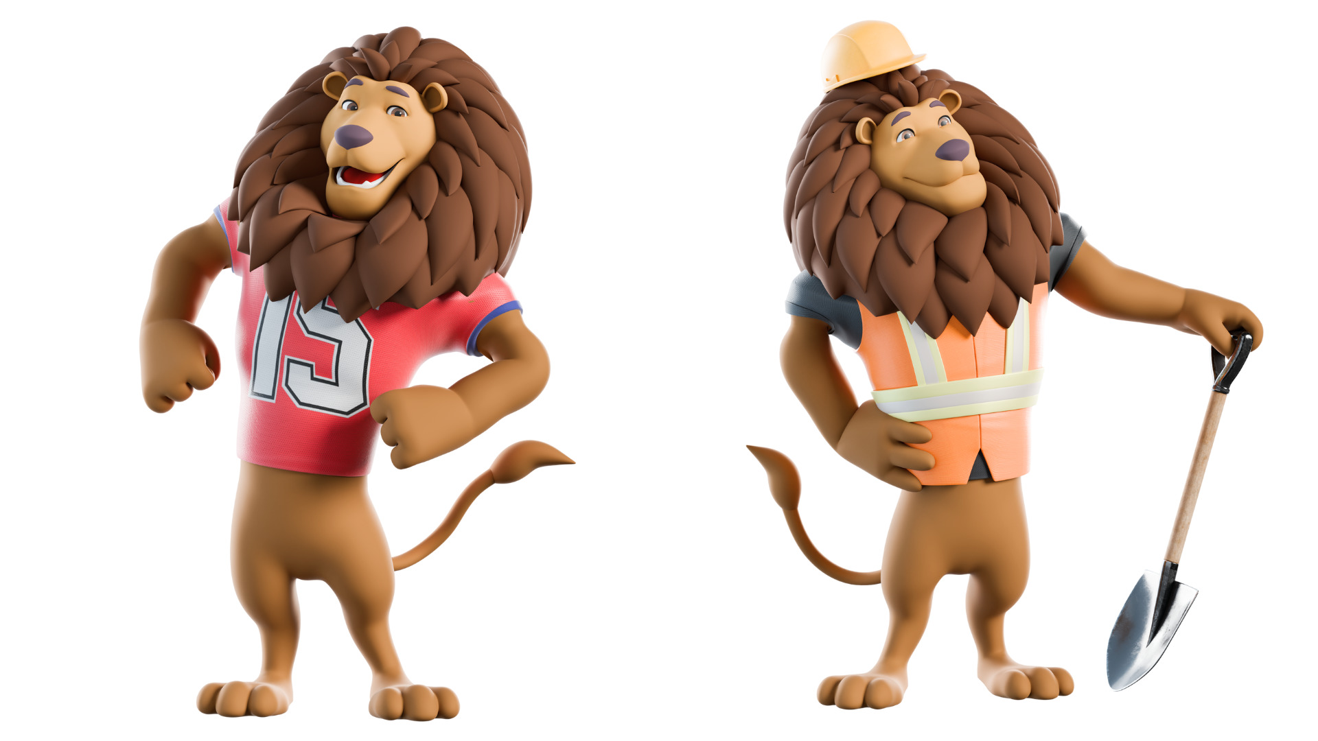 Cartoon Mascot Lion Rigged 3D model 3D model_14