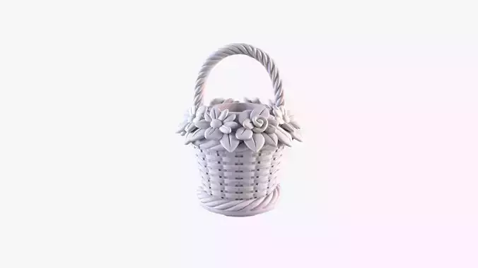 Flower Basket Pen Holder Blooming Desk Organizer STL File 3D print model