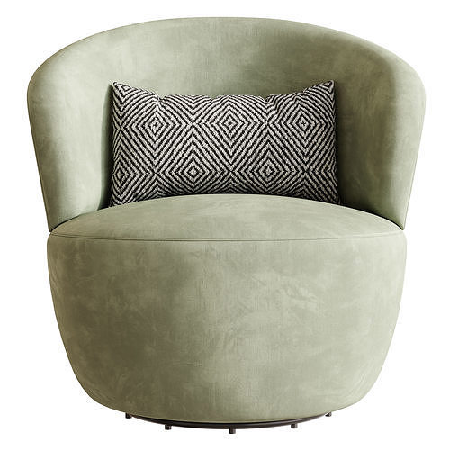 Amber Boucle Swivel Chair 3D model 7