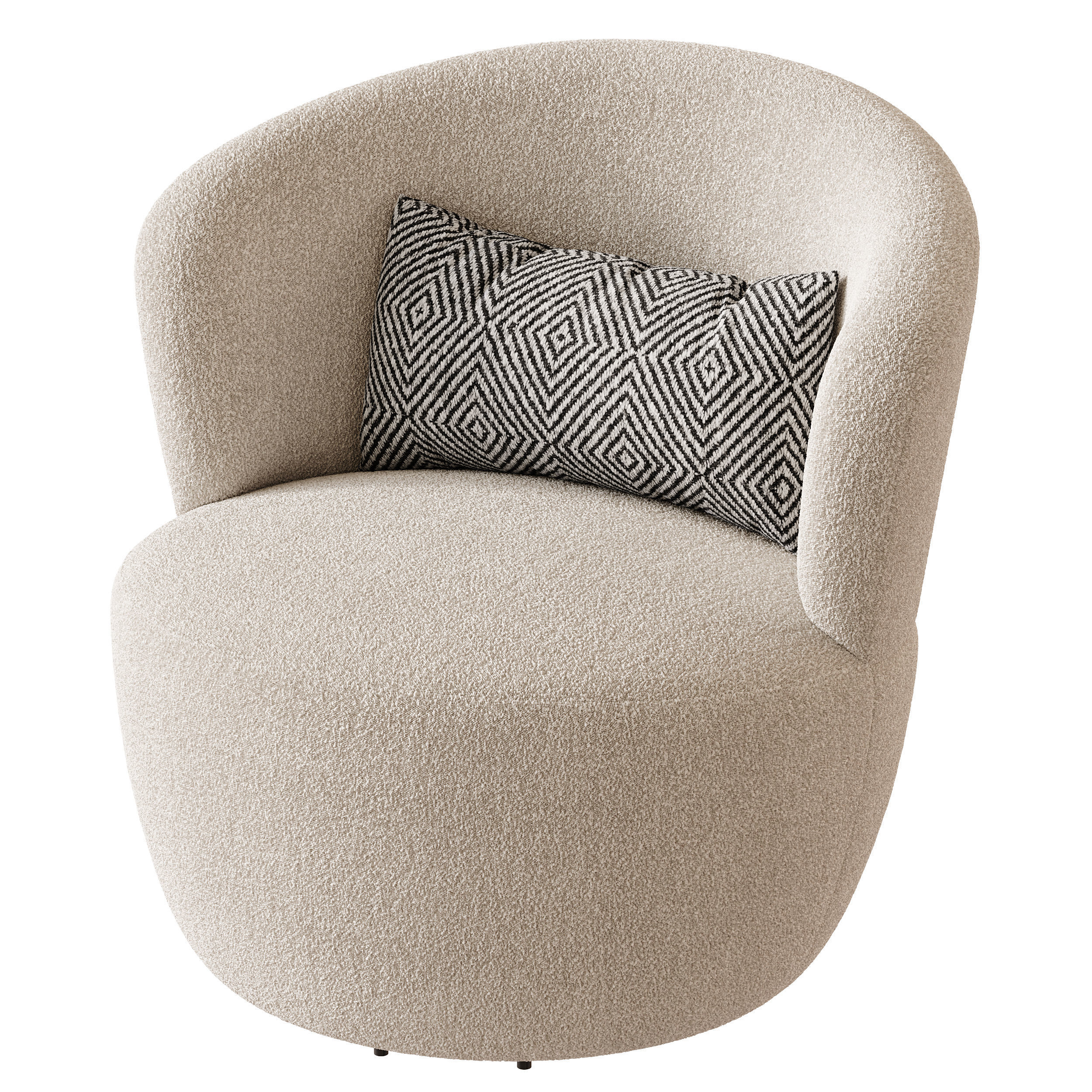 Amber Boucle Swivel Chair 3D model_10