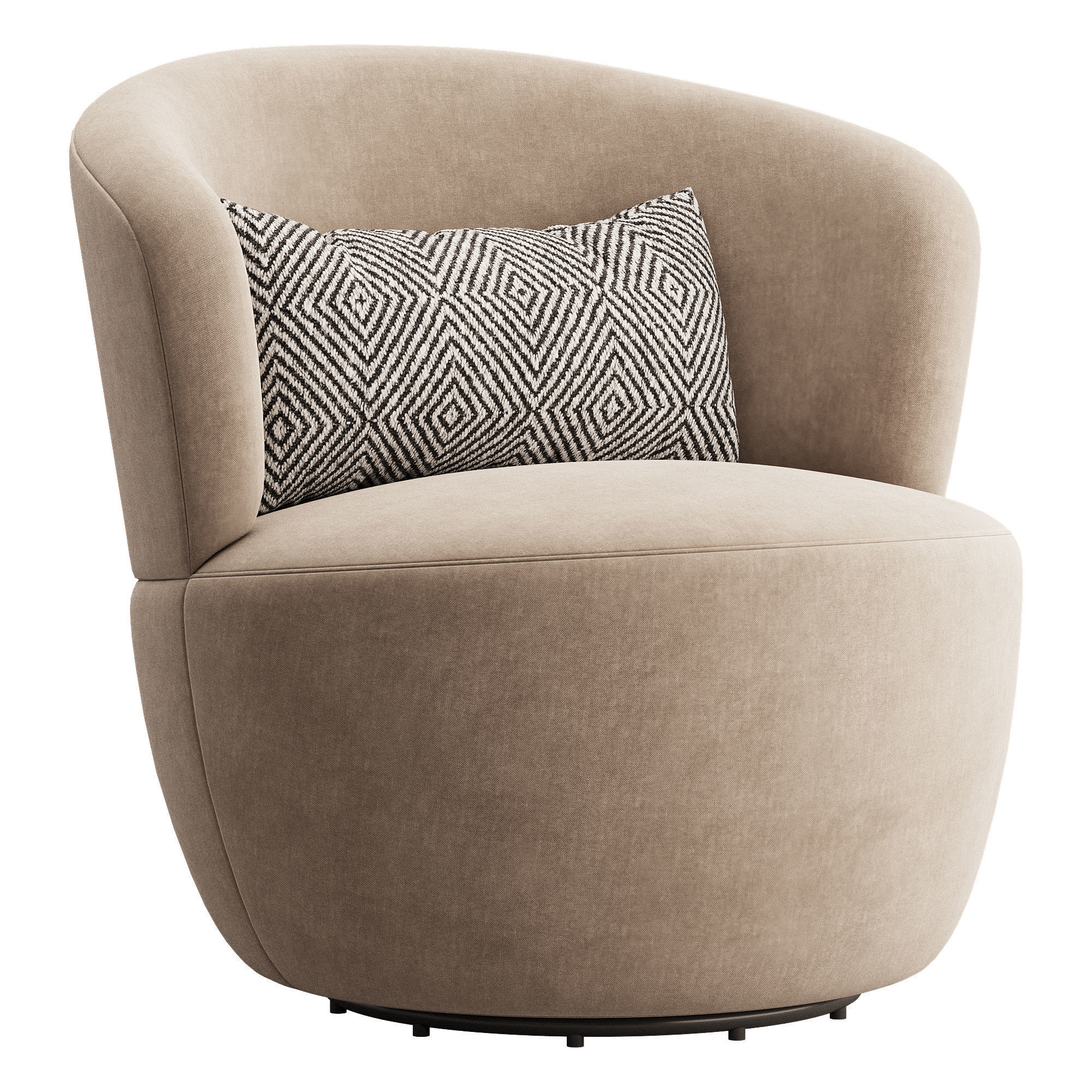 Amber Boucle Swivel Chair 3D model_2