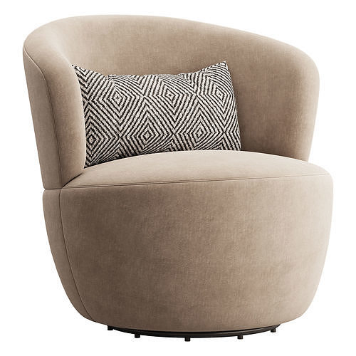 Amber Boucle Swivel Chair 3D model 3