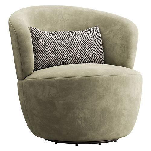 Amber Boucle Swivel Chair 3D model 5