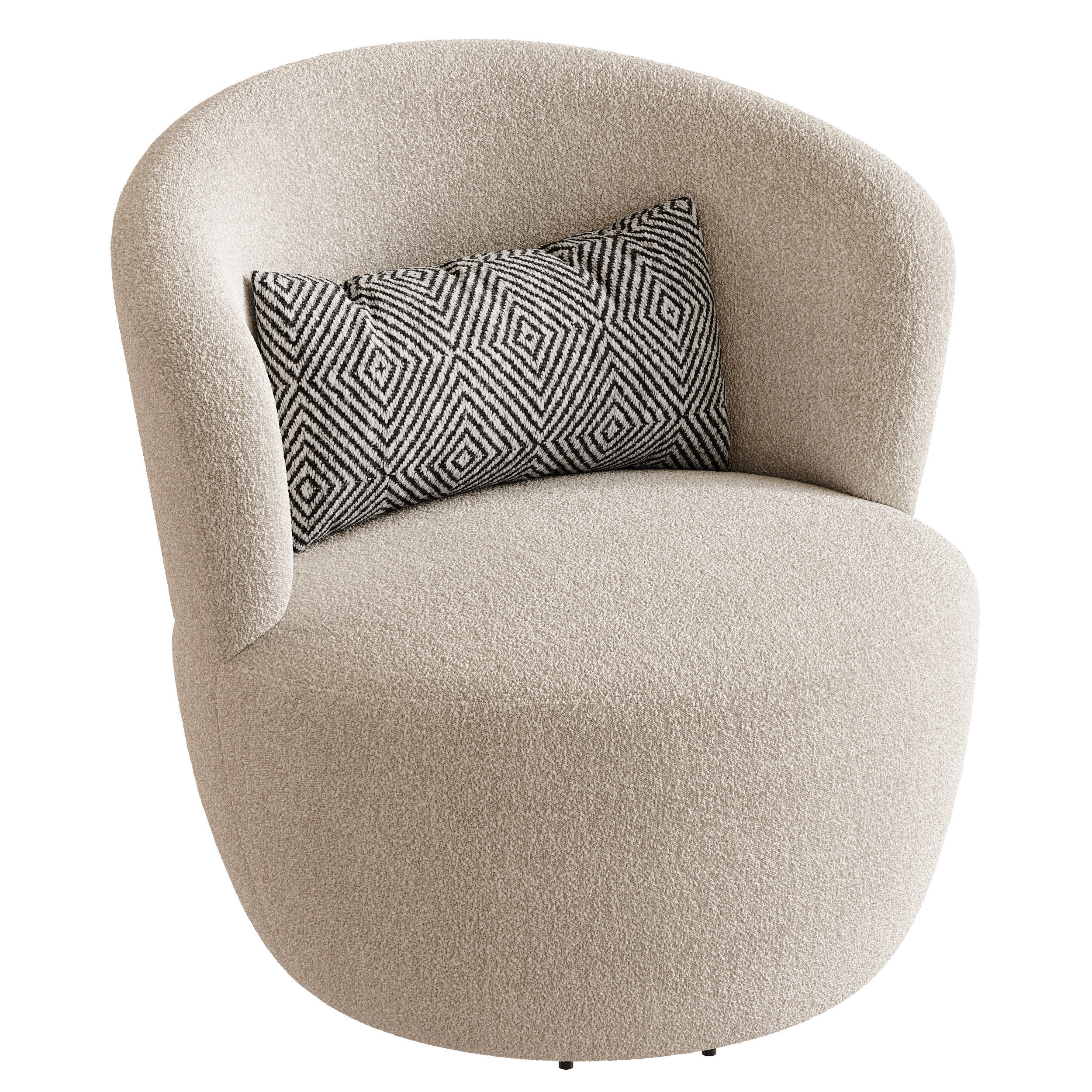 Amber Boucle Swivel Chair 3D model_11
