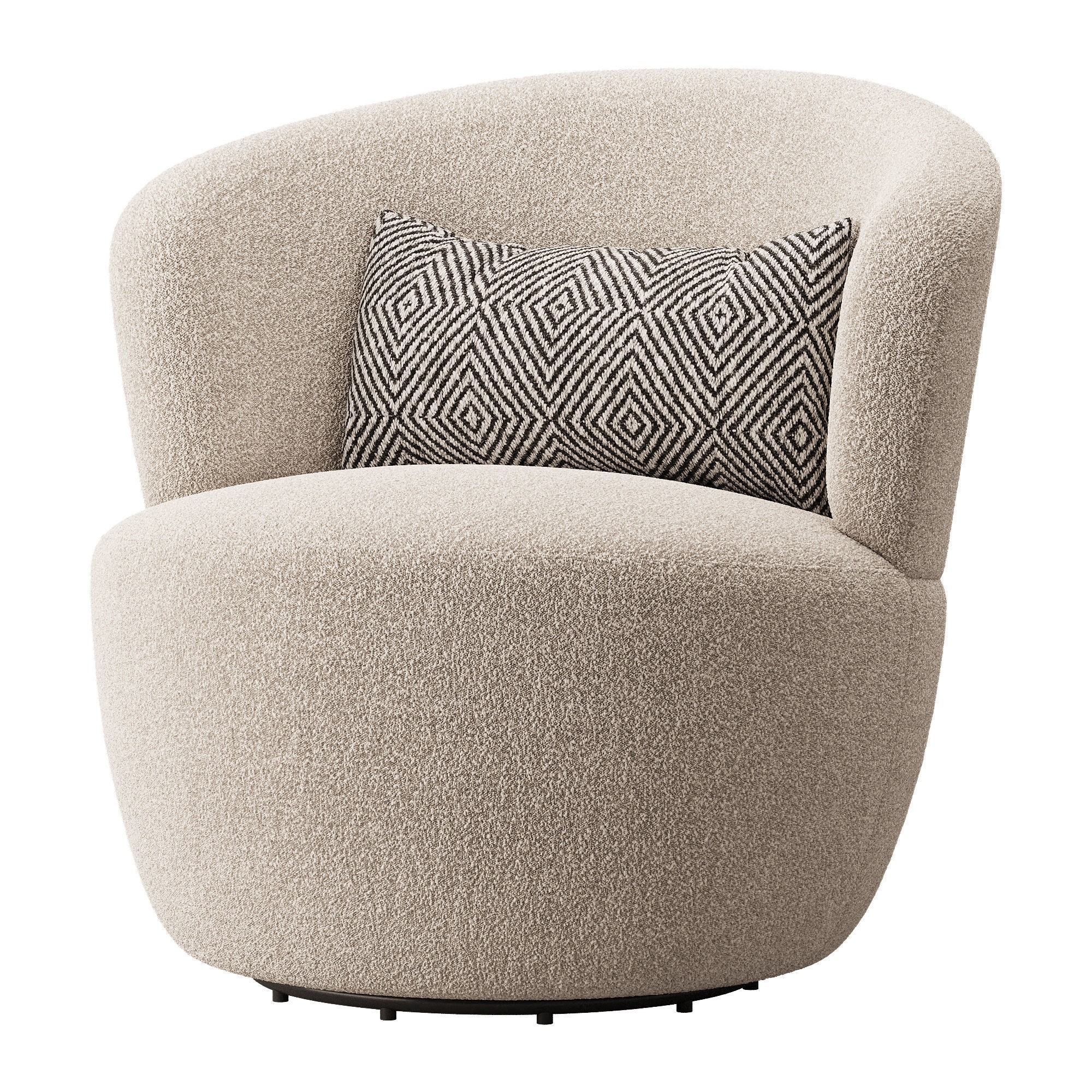 Amber Boucle Swivel Chair 3D model_5