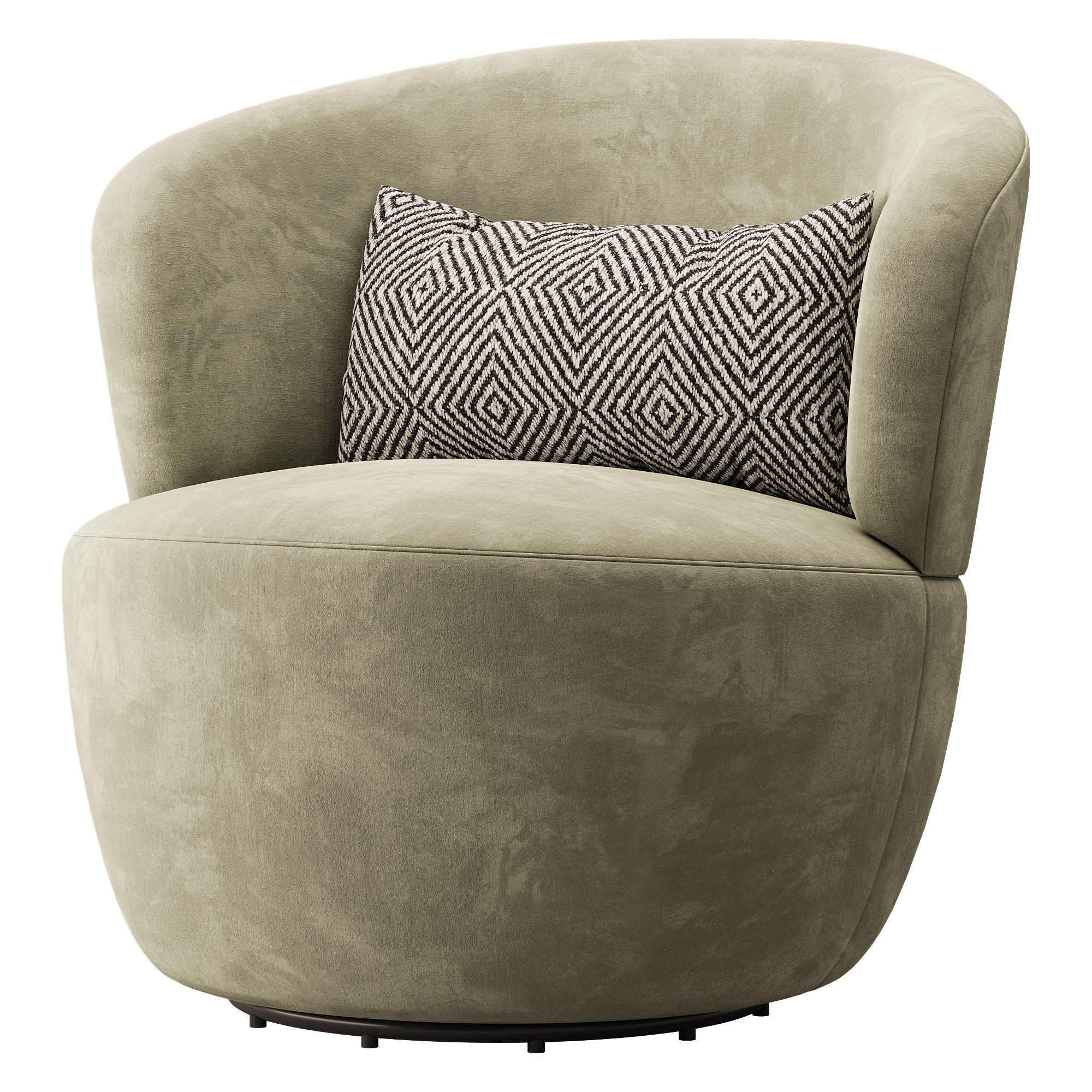 Amber Boucle Swivel Chair 3D model_1