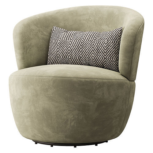 Amber Boucle Swivel Chair 3D model 2