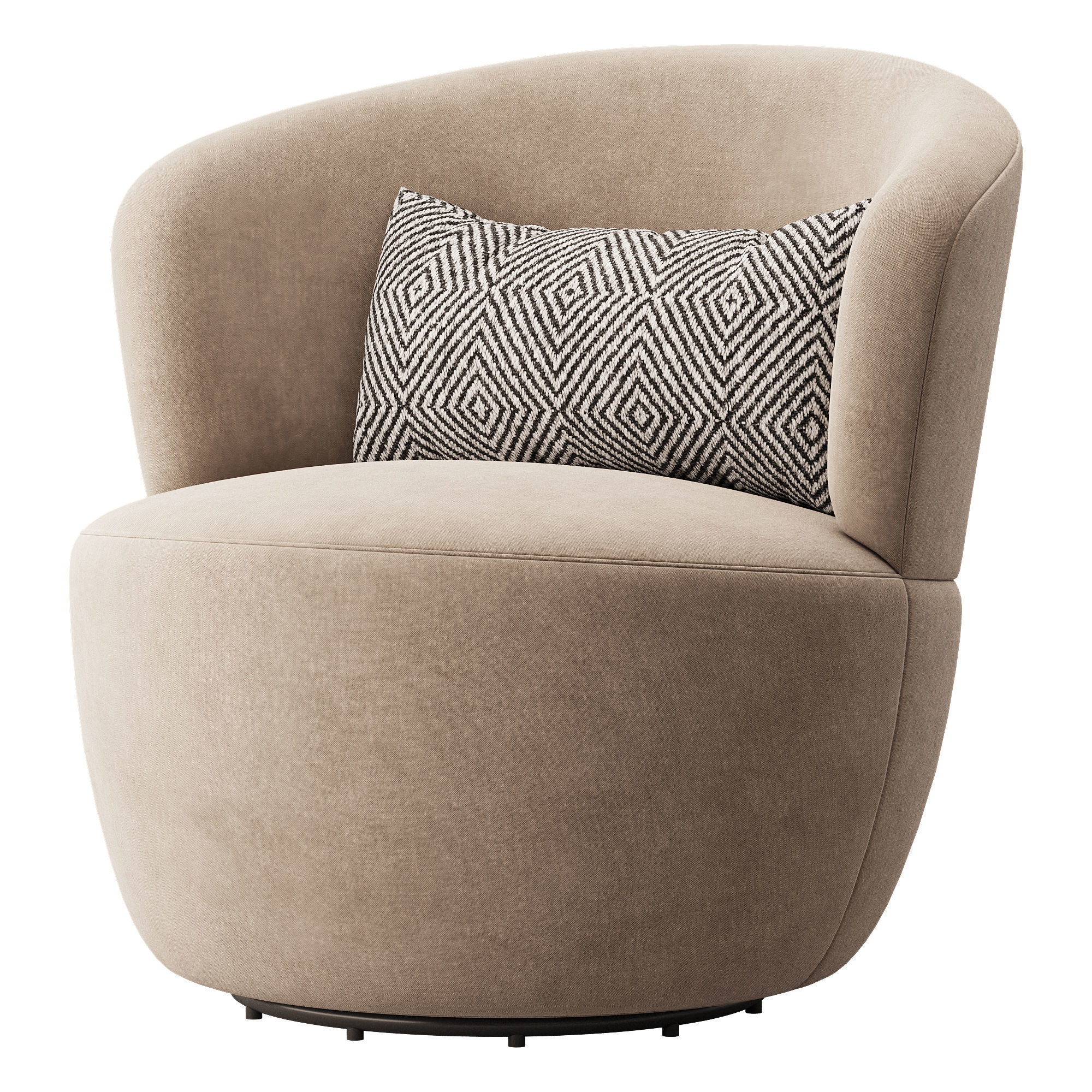 Amber Boucle Swivel Chair 3D model_3