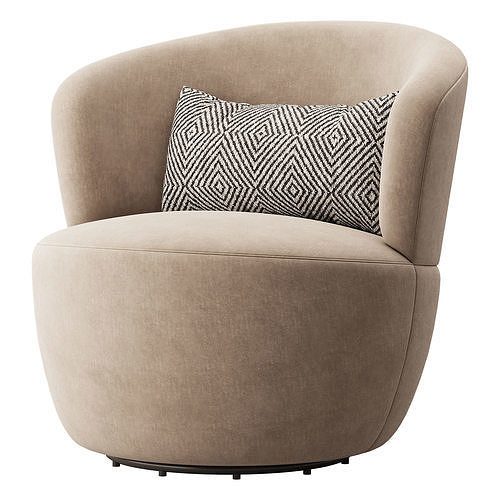 Amber Boucle Swivel Chair 3D model 4