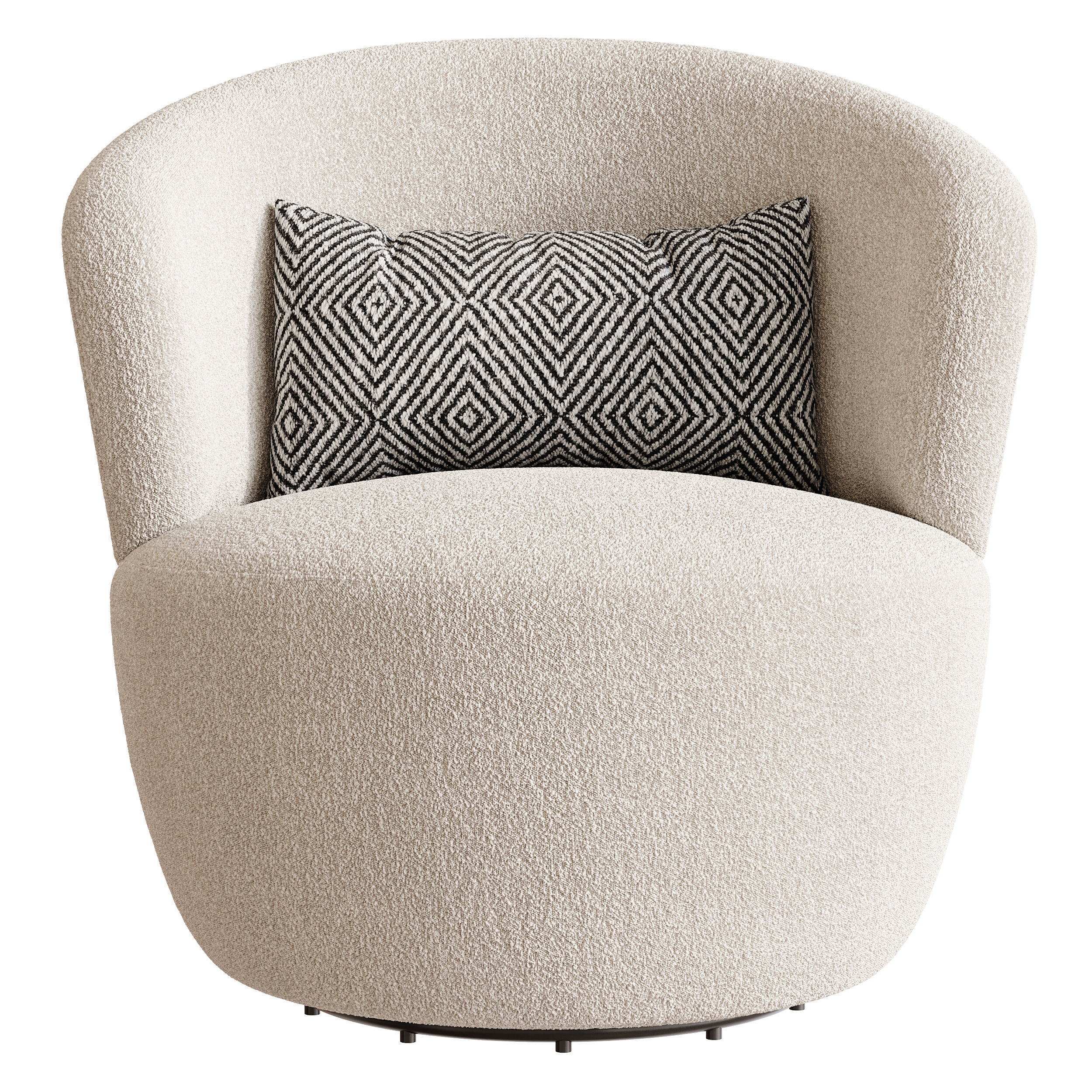 Amber Boucle Swivel Chair 3D model_9