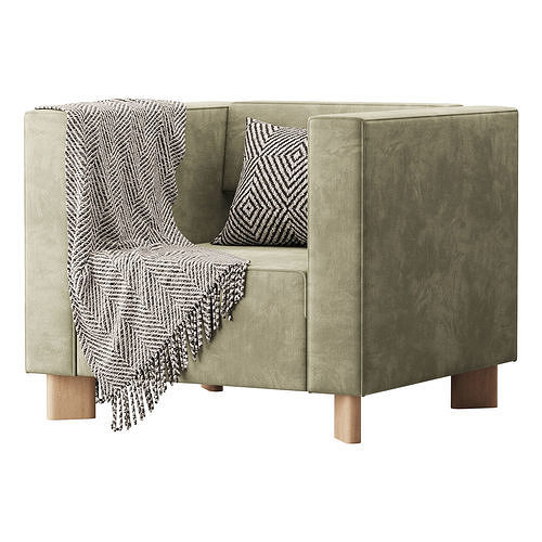 Armchair Hermes Velvet Light 3D model 7