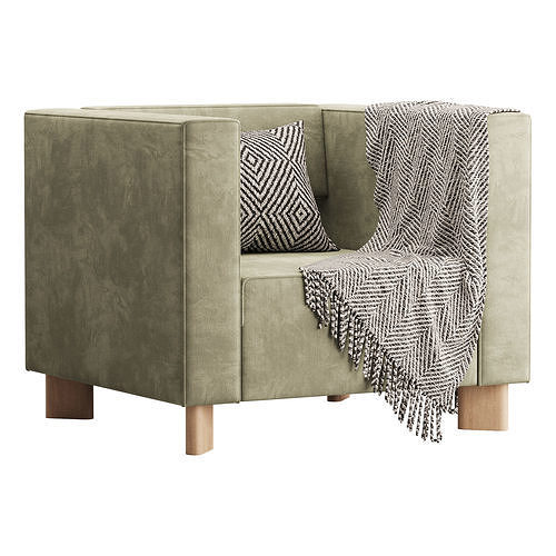 Armchair Hermes Velvet Light 3D model 2