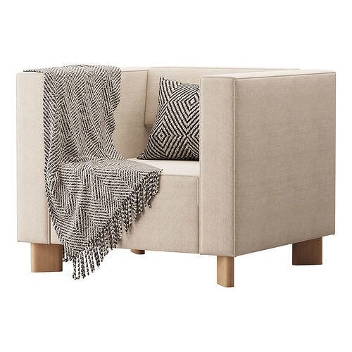 Armchair Hermes Velvet Light 3D model 5