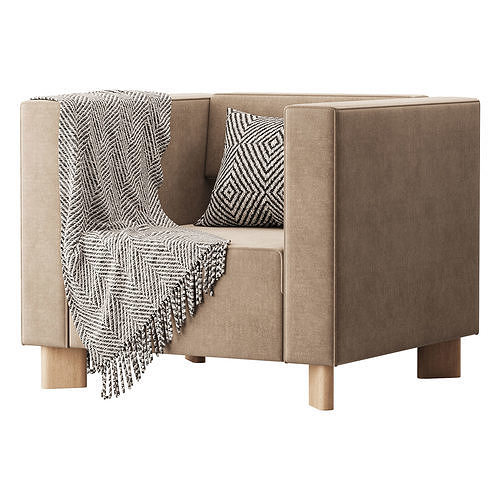 Armchair Hermes Velvet Light 3D model 6