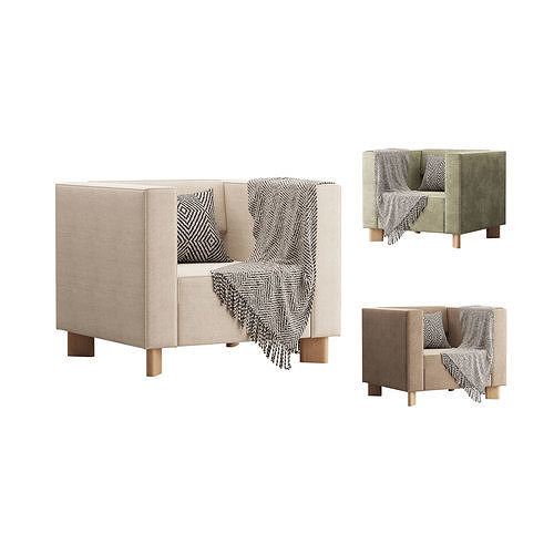 Armchair Hermes Velvet Light 3D model