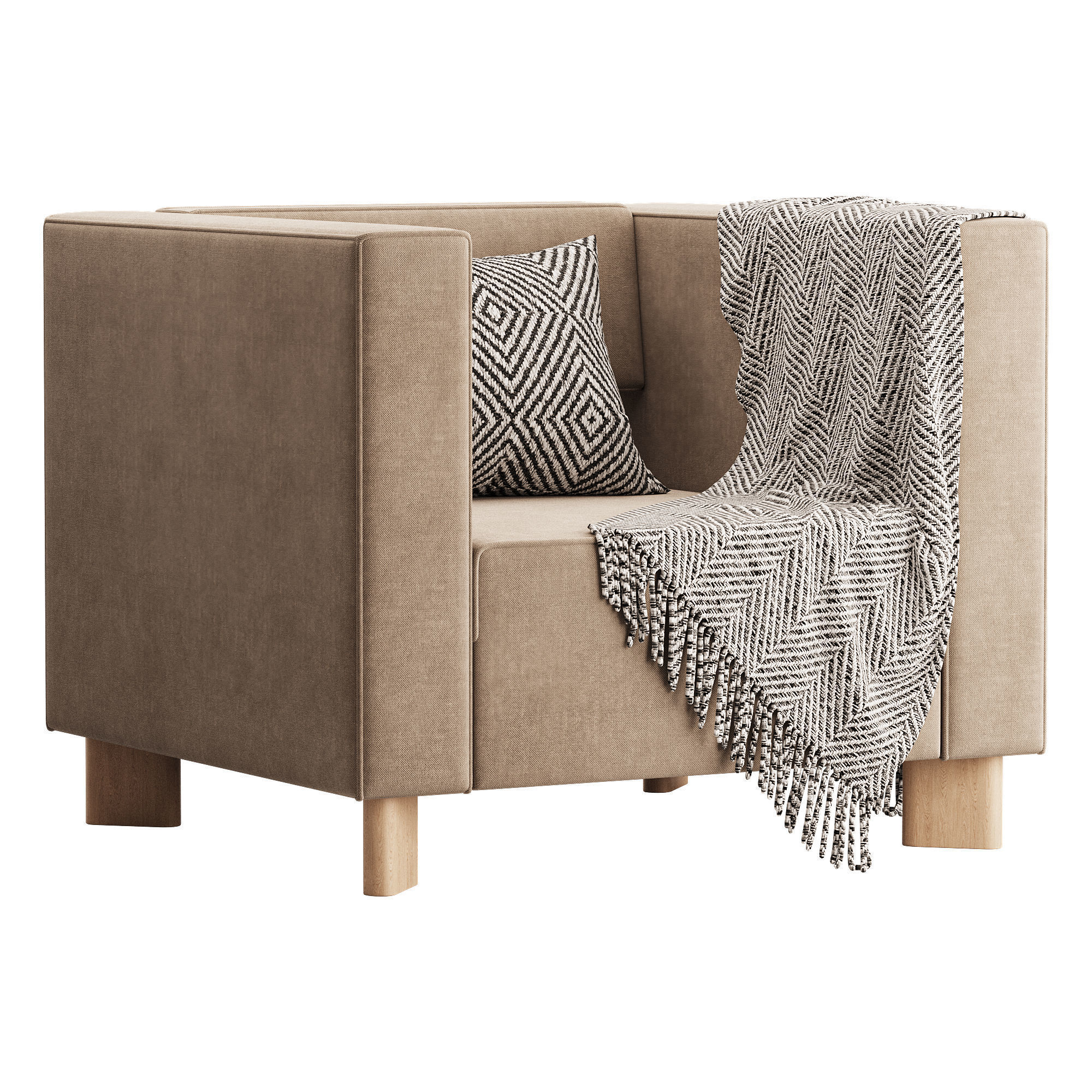 Armchair Hermes Velvet Light 3D model_2