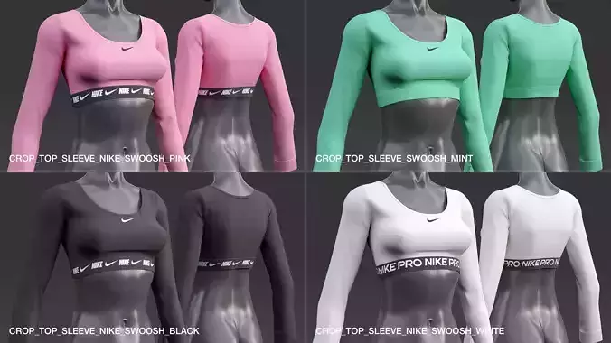 Nike Crop Top Long-Sleeve 3D model
