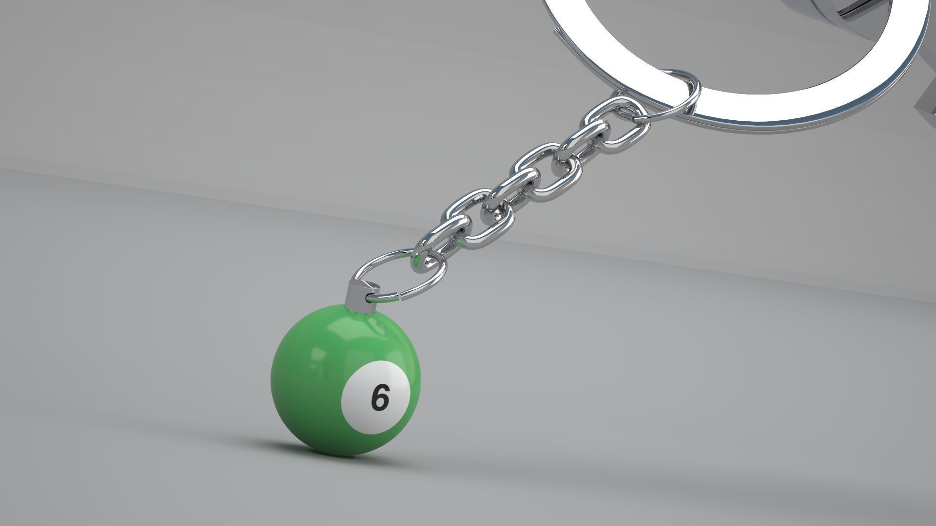 6 Pool Snooker Ball with Keychain 3D model_5