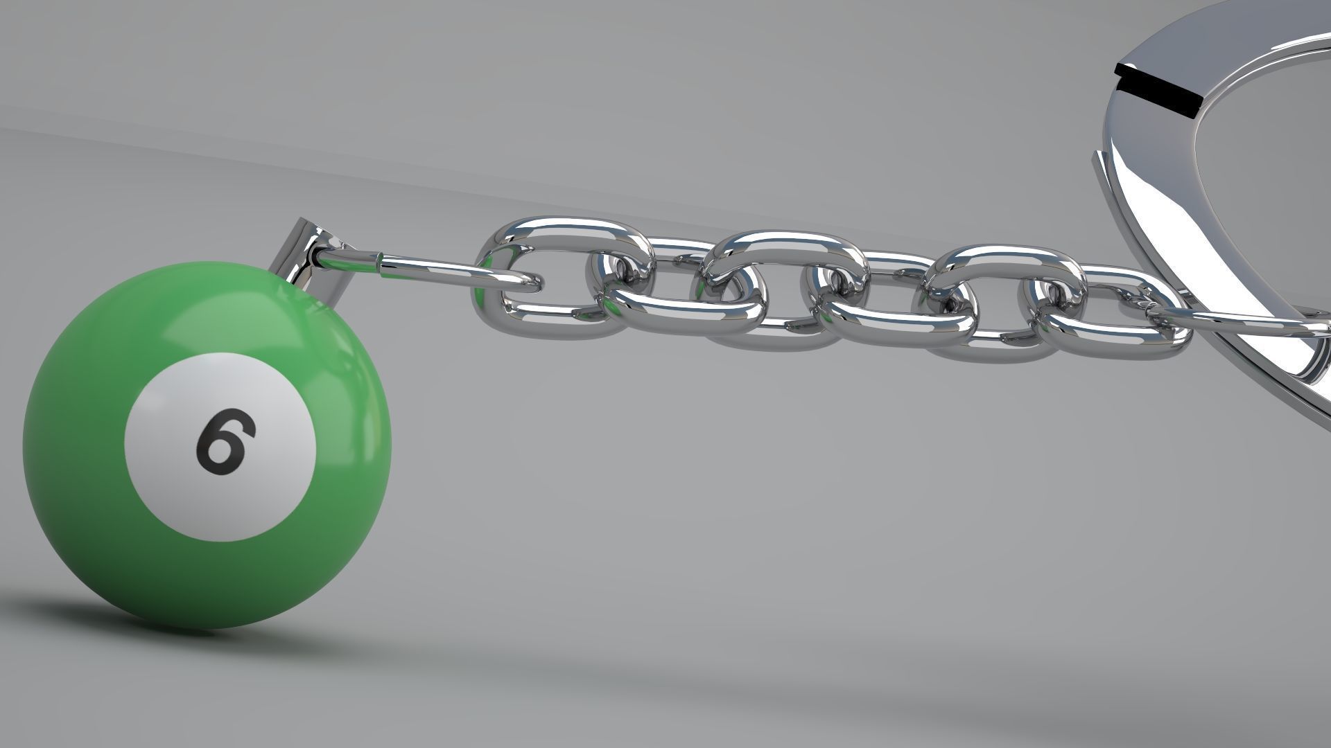 6 Pool Snooker Ball with Keychain 3D model_4