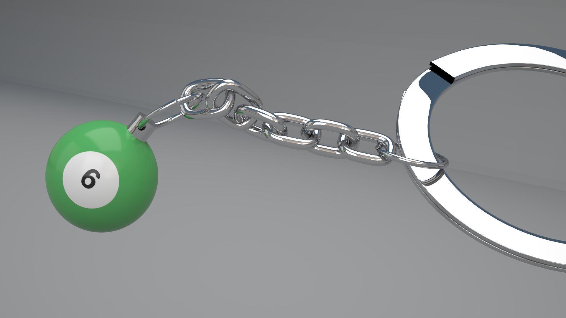6 Pool Snooker Ball with Keychain 3D model_2