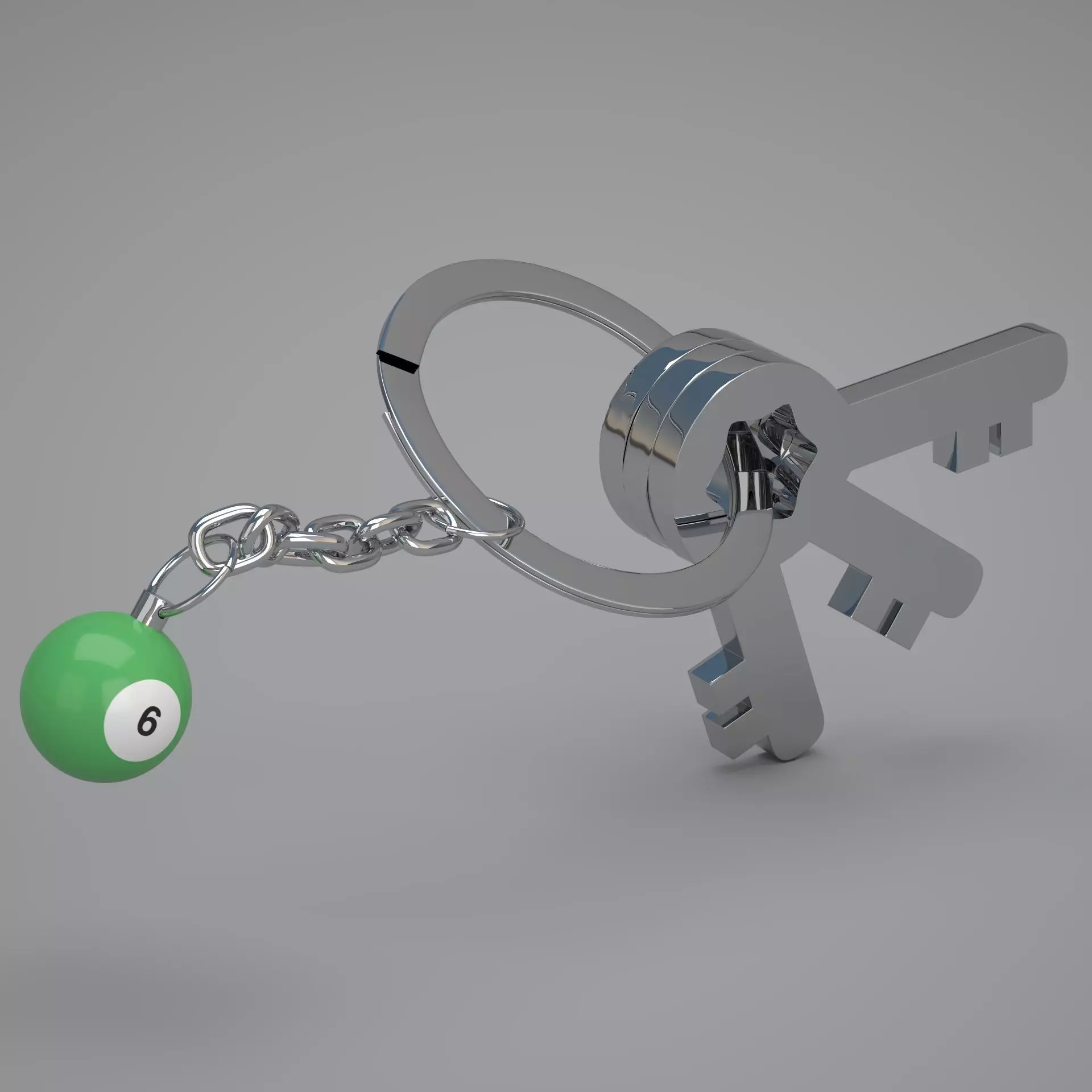 6 Pool Snooker Ball with Keychain 3D model_0