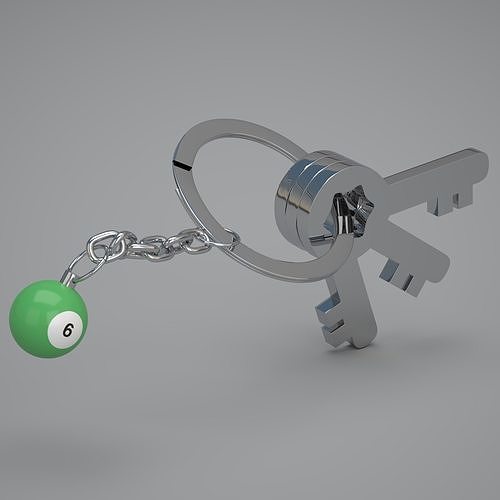 6 Pool Snooker Ball with Keychain 3D model