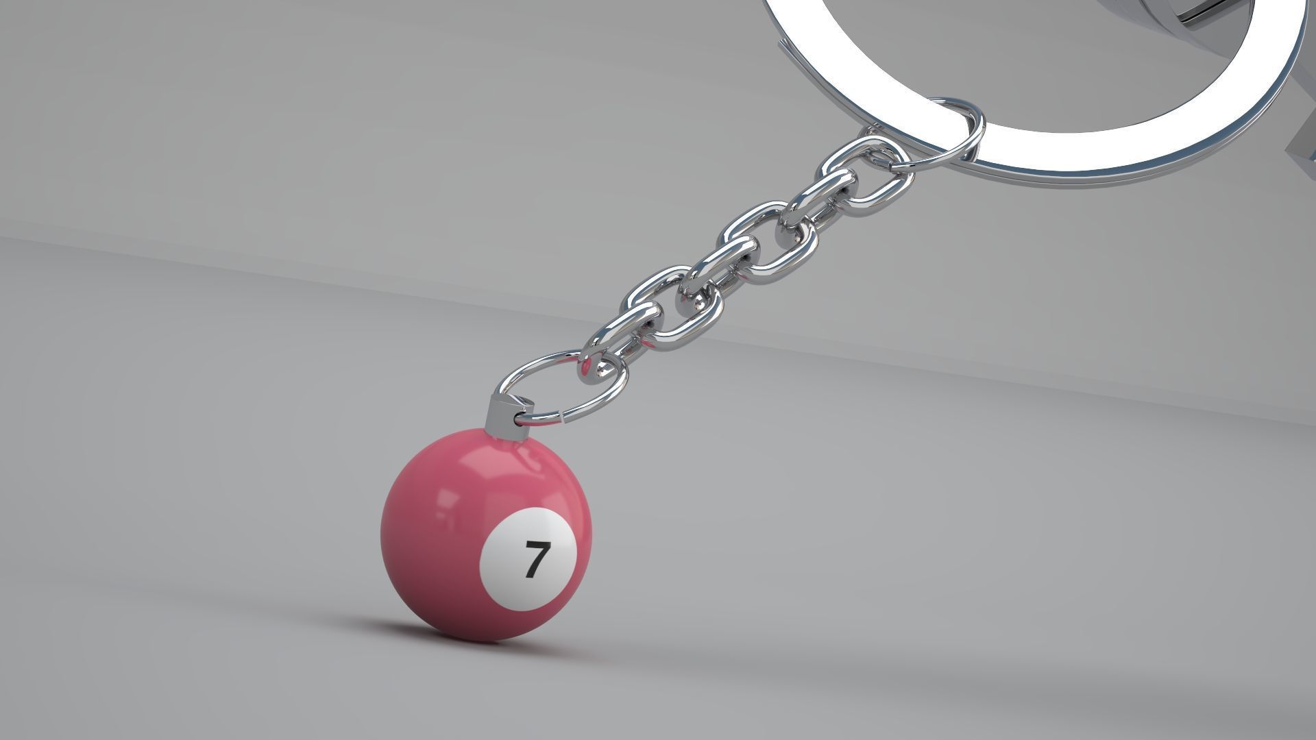7 Pool Snooker Ball with Keychain 3D model_5