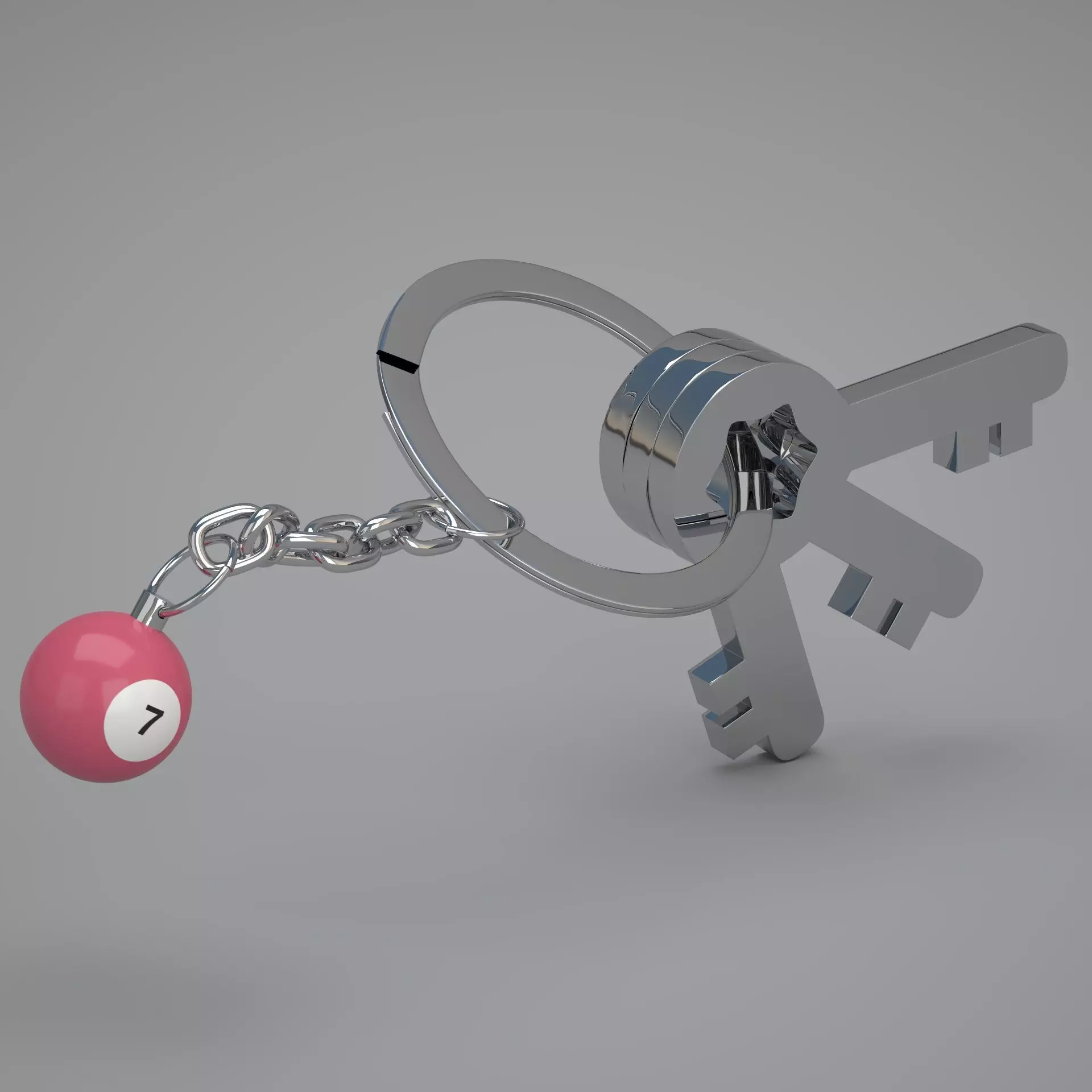 7 Pool Snooker Ball with Keychain 3D model_0