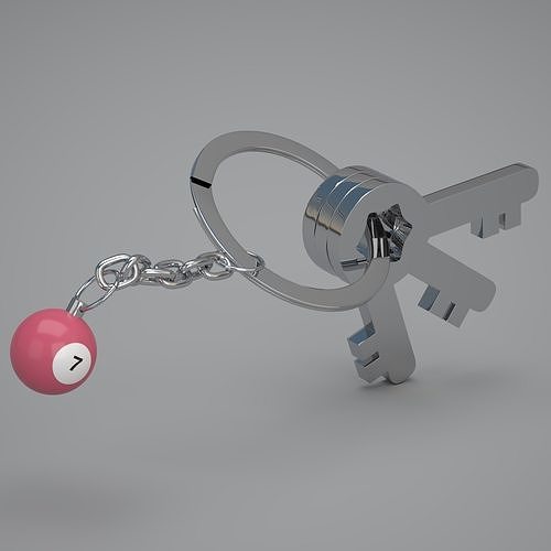 7 Pool Snooker Ball with Keychain 3D model