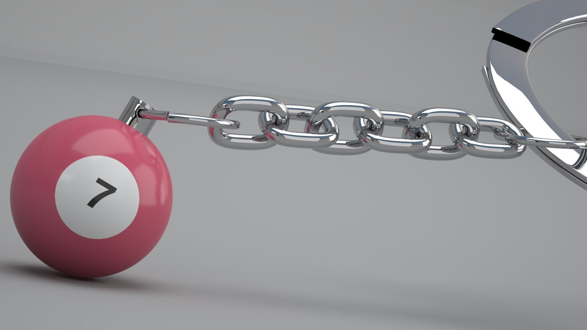 7 Pool Snooker Ball with Keychain 3D model_4