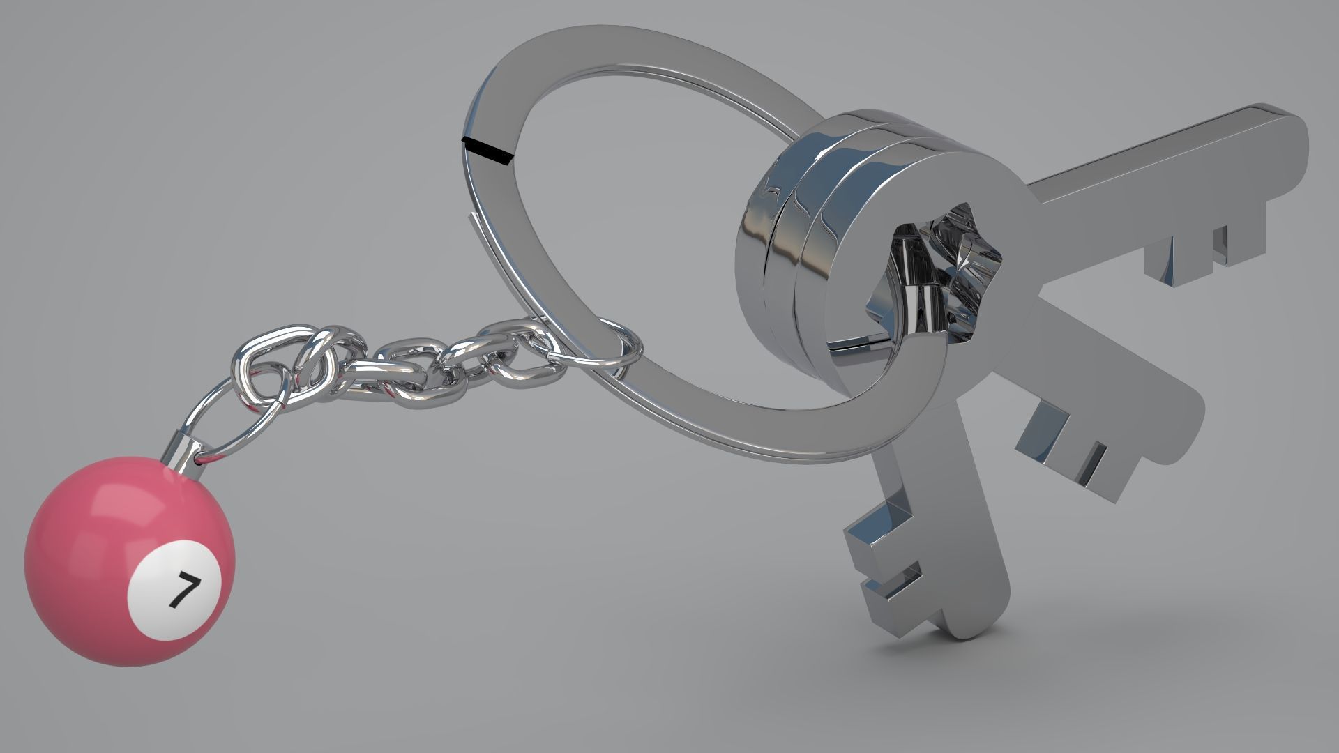 7 Pool Snooker Ball with Keychain 3D model_1