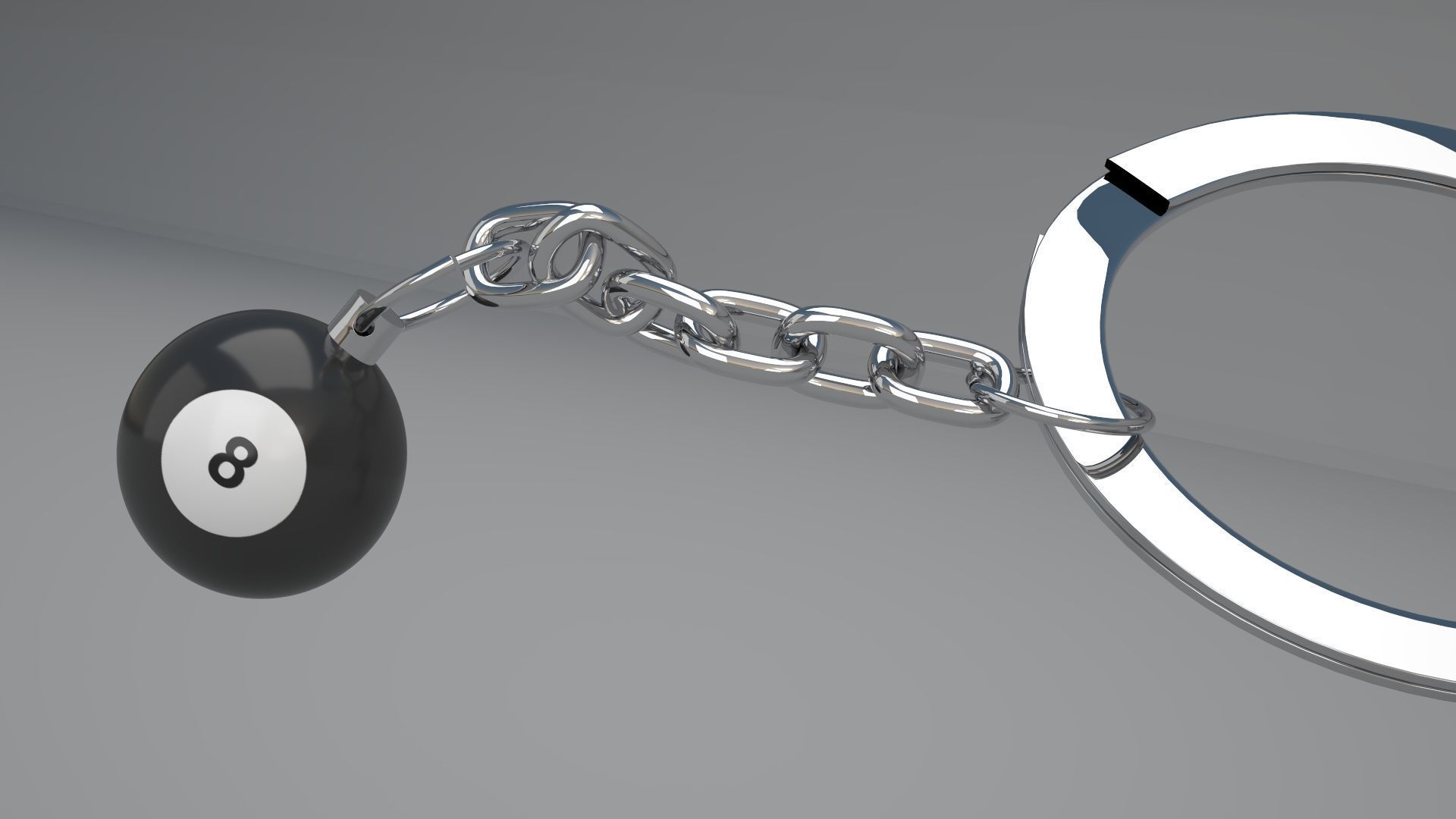 8 Snooker Ball with Keychain 3D model_1