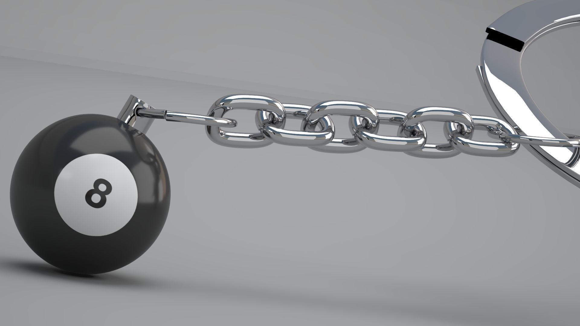 8 Snooker Ball with Keychain 3D model_4