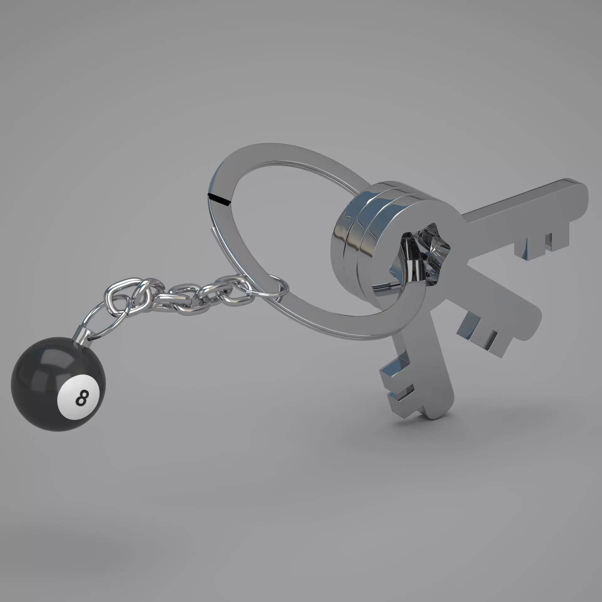 8 Snooker Ball with Keychain 3D model_0