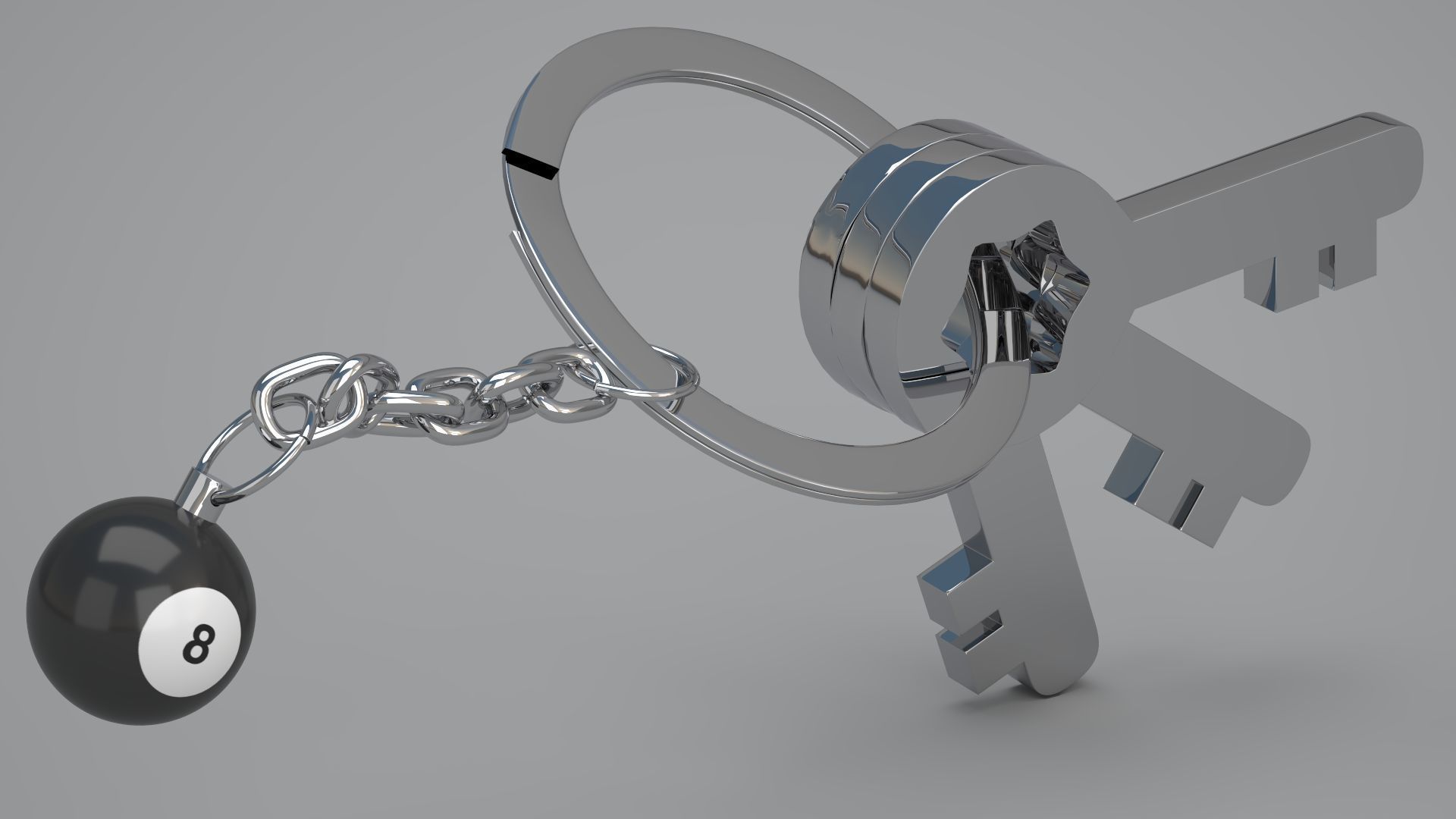 8 Snooker Ball with Keychain 3D model_2