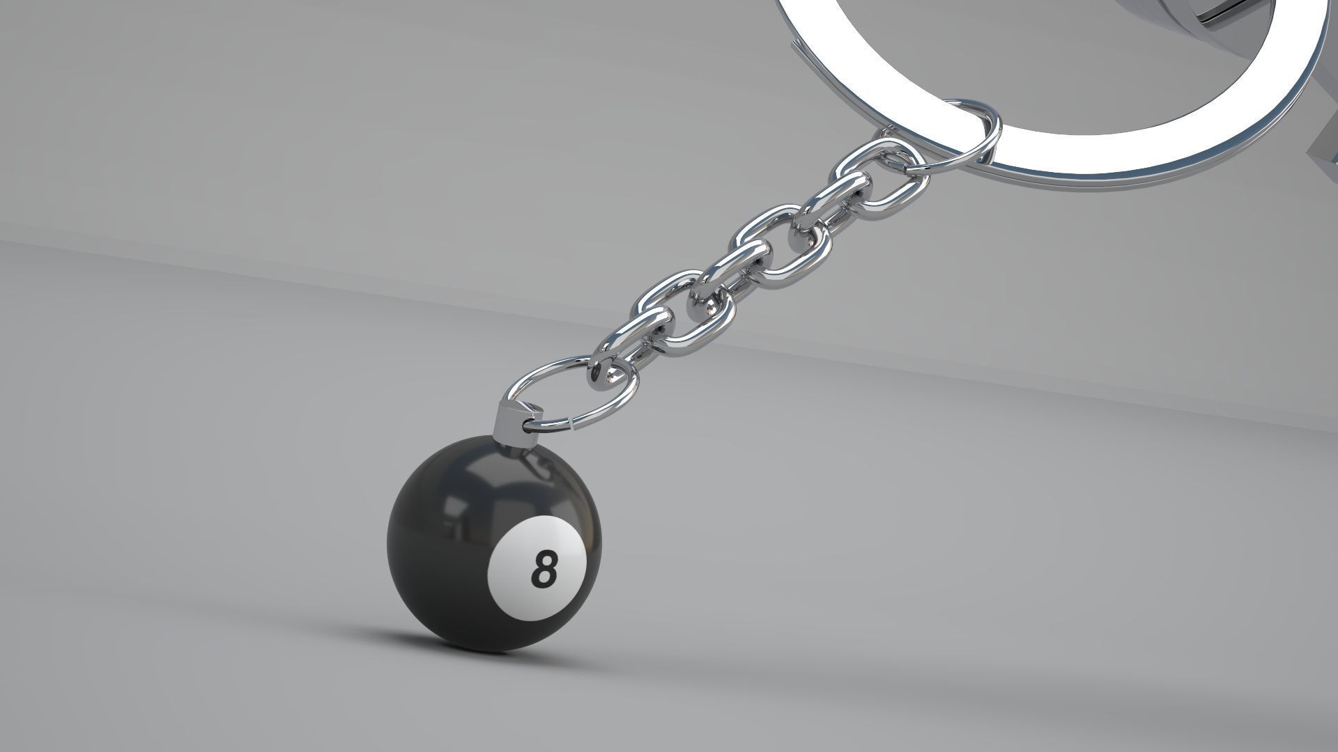8 Snooker Ball with Keychain 3D model_5
