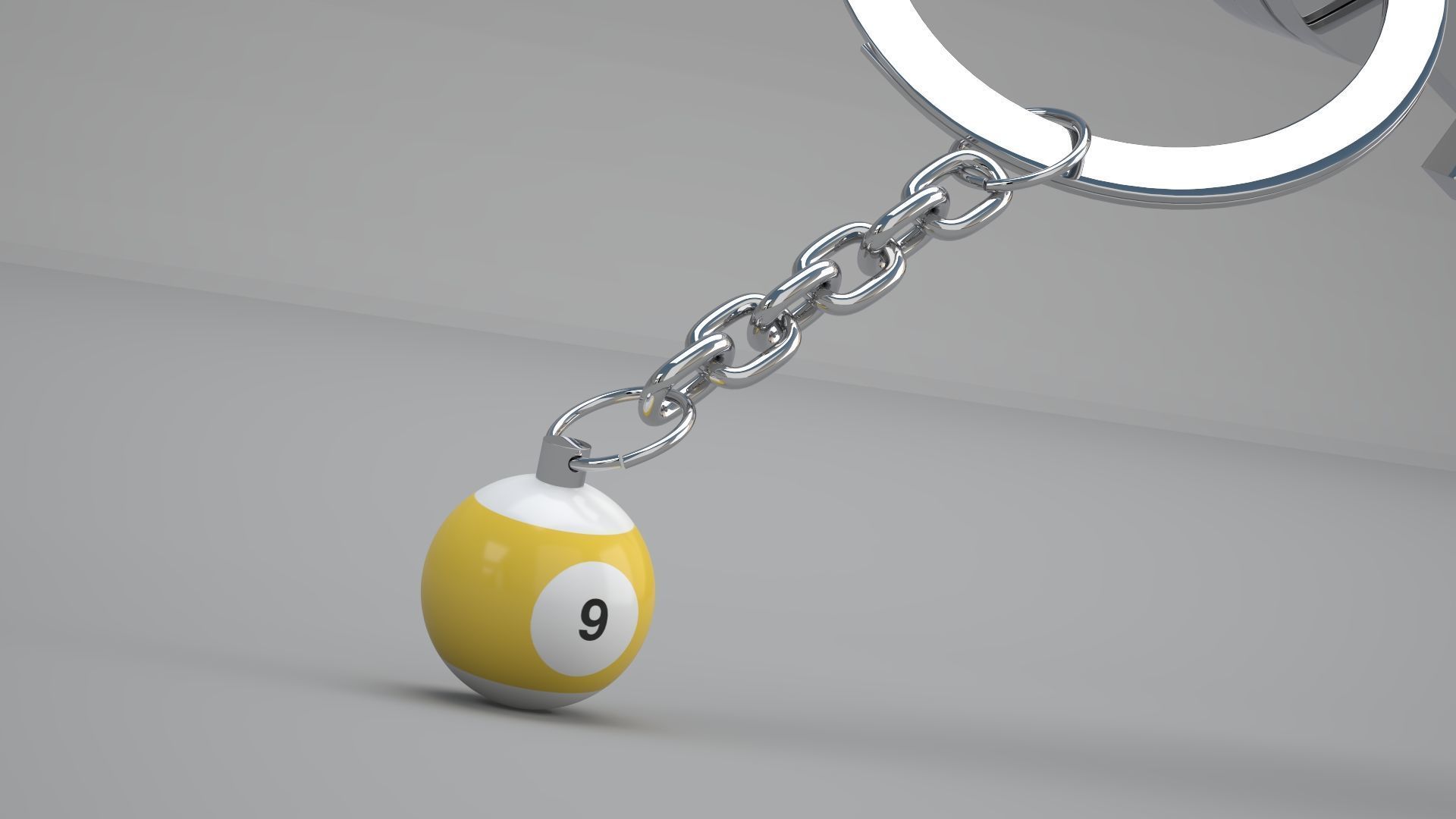 9 Snooker Ball with Keychain 3D model_5