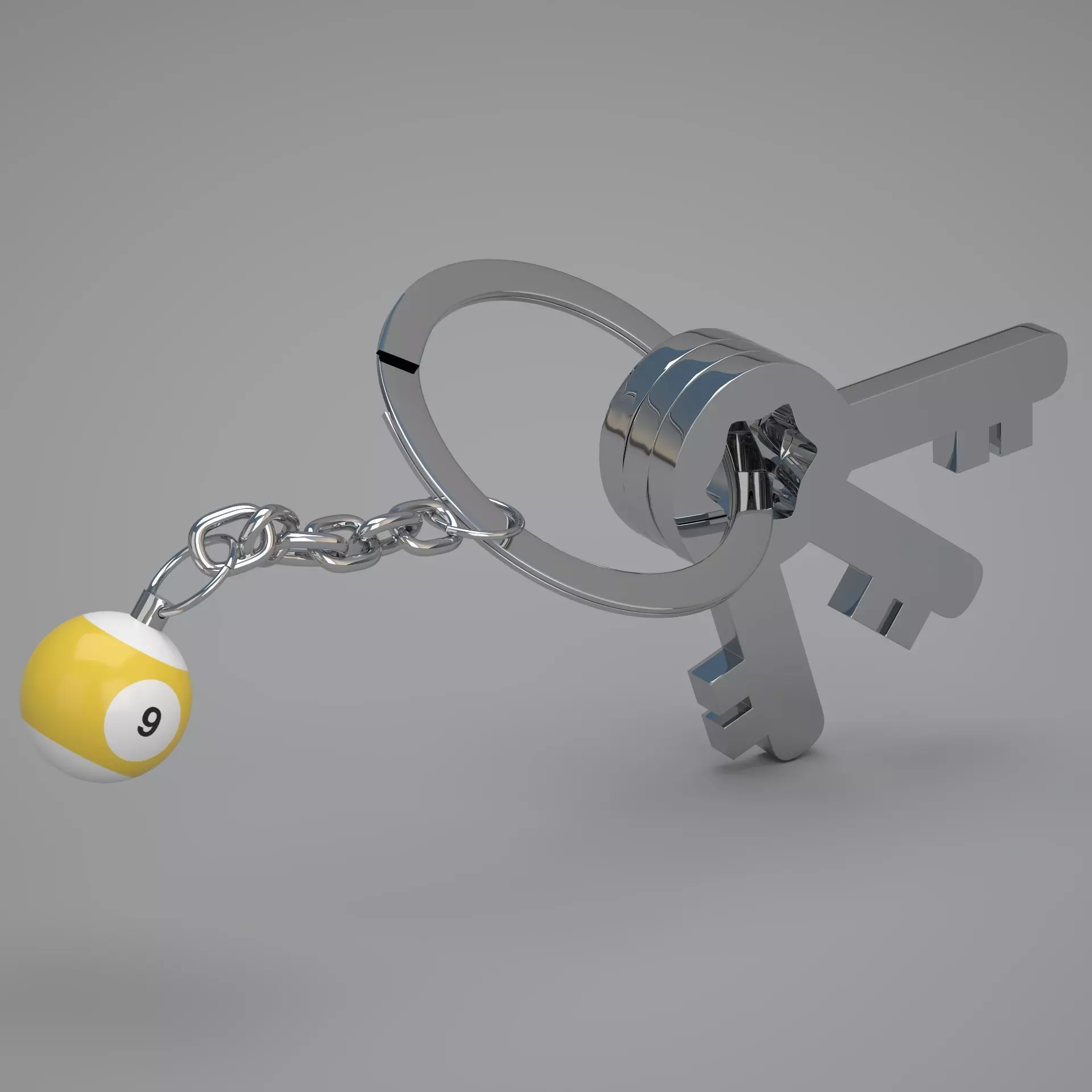 9 Snooker Ball with Keychain 3D model_0