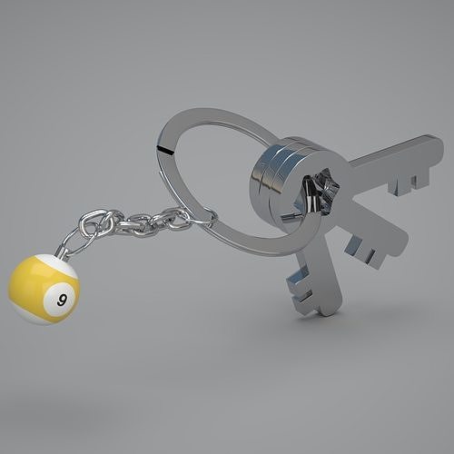 9 Snooker Ball with Keychain 3D model