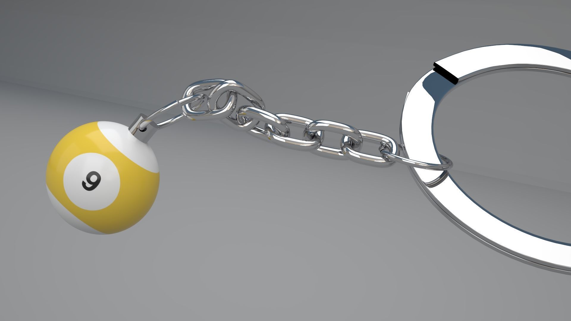9 Snooker Ball with Keychain 3D model_1