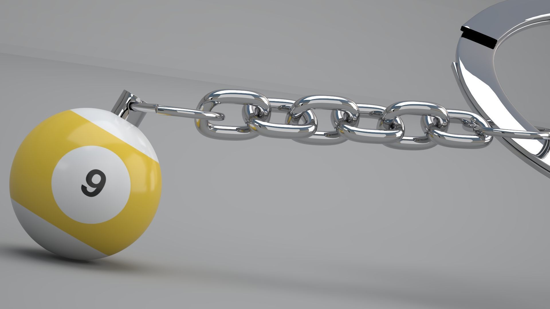 9 Snooker Ball with Keychain 3D model_4