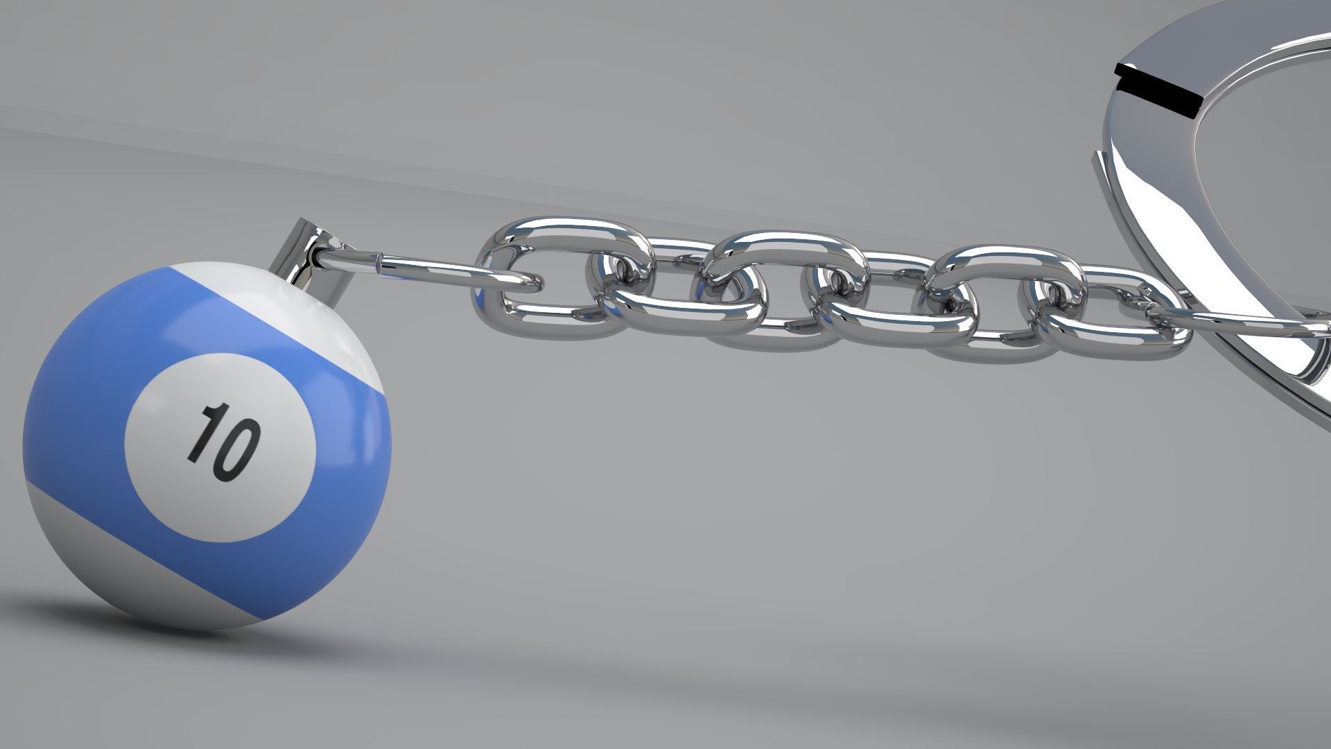 10 Snooker Ball with Keychain 3D model_4