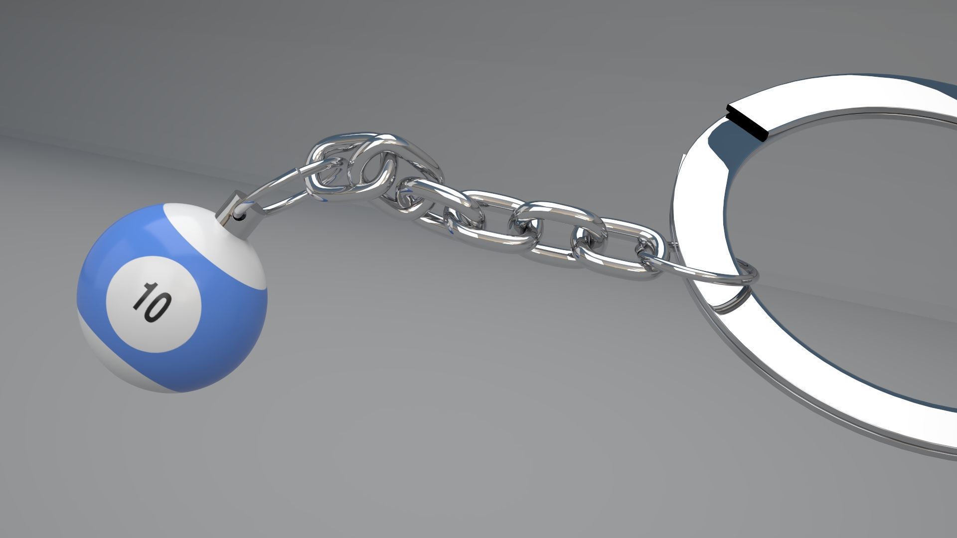 10 Snooker Ball with Keychain 3D model_1