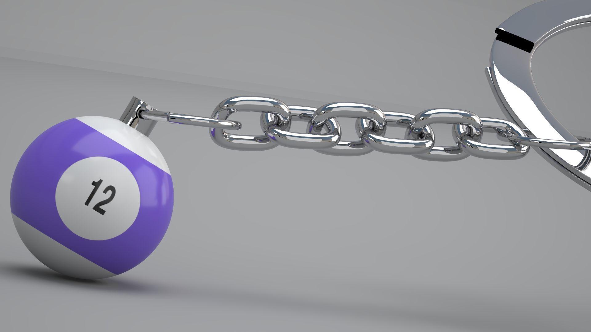 12 Snooker Ball with Keychain 3D model_4