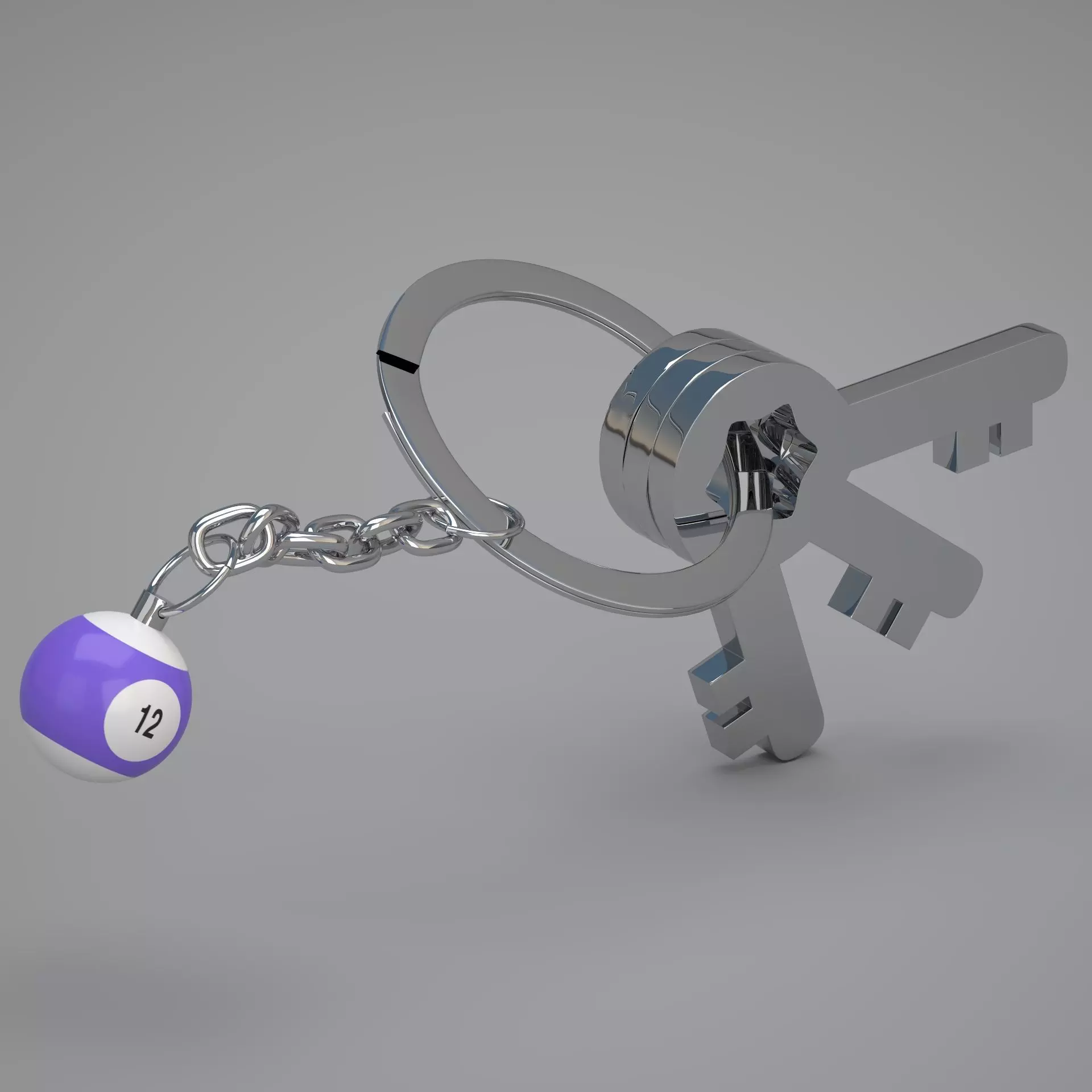 12 Snooker Ball with Keychain 3D model_0
