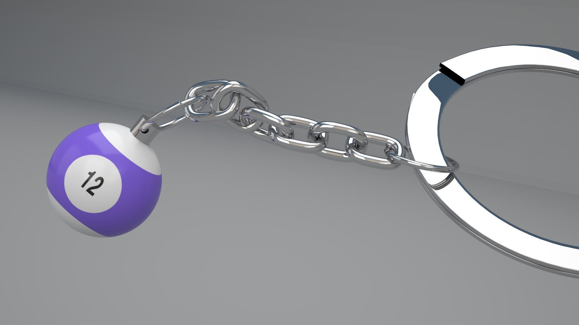 12 Snooker Ball with Keychain 3D model_1
