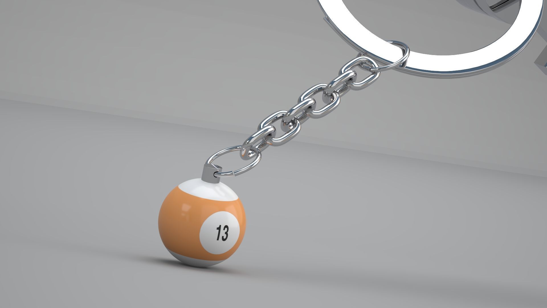 13 Snooker Ball with Keychain 3D model_5