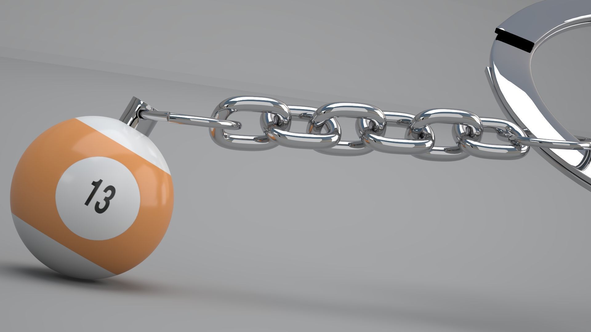 13 Snooker Ball with Keychain 3D model_4