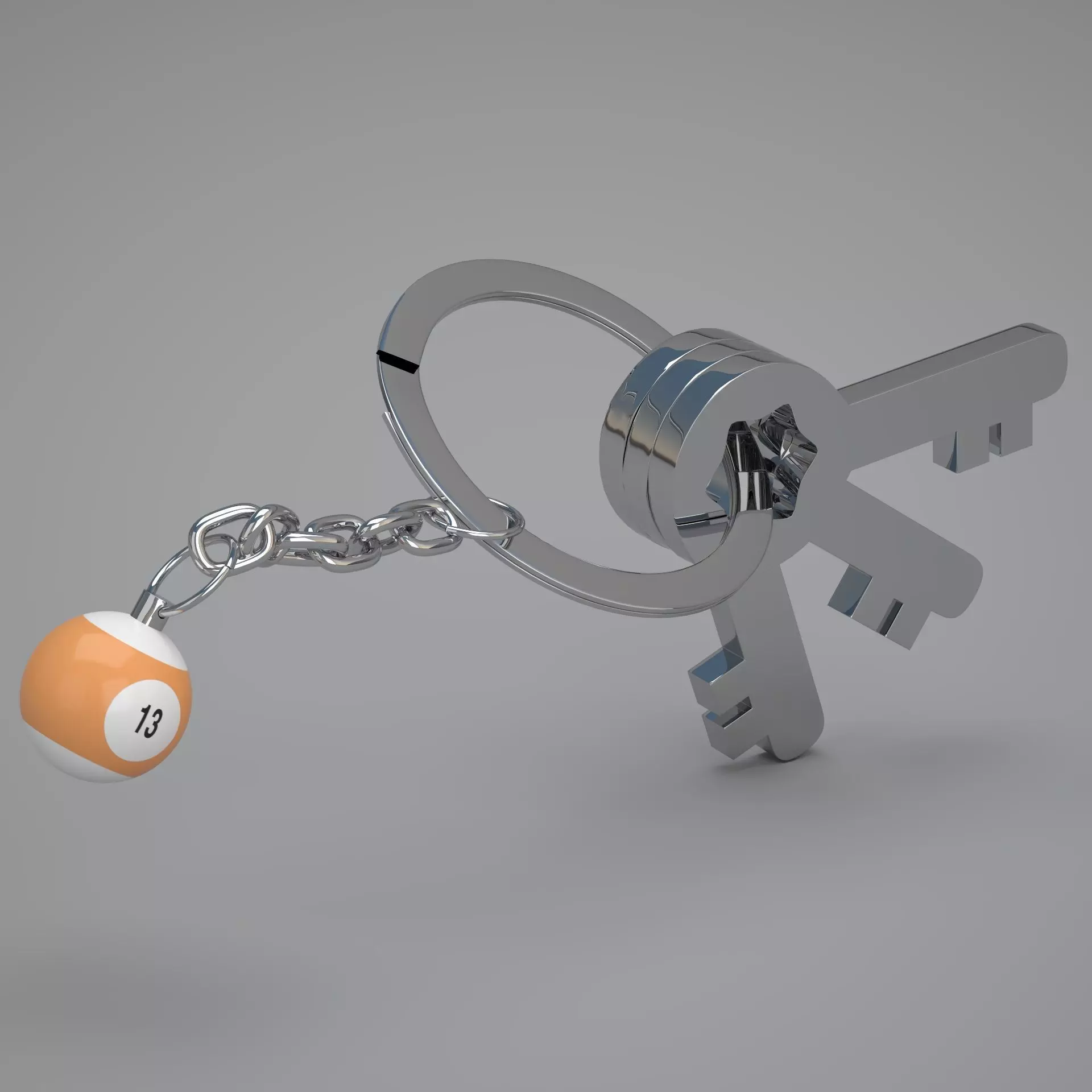 13 Snooker Ball with Keychain 3D model_0